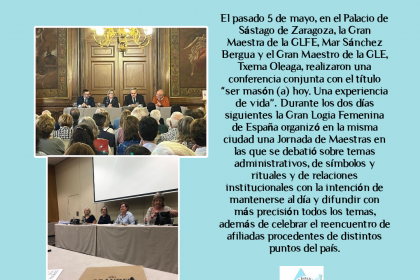 Conferencia y Jornada de Maestras de la GLFE los días 5, 6 y 7 de mayo en Zaragoza 